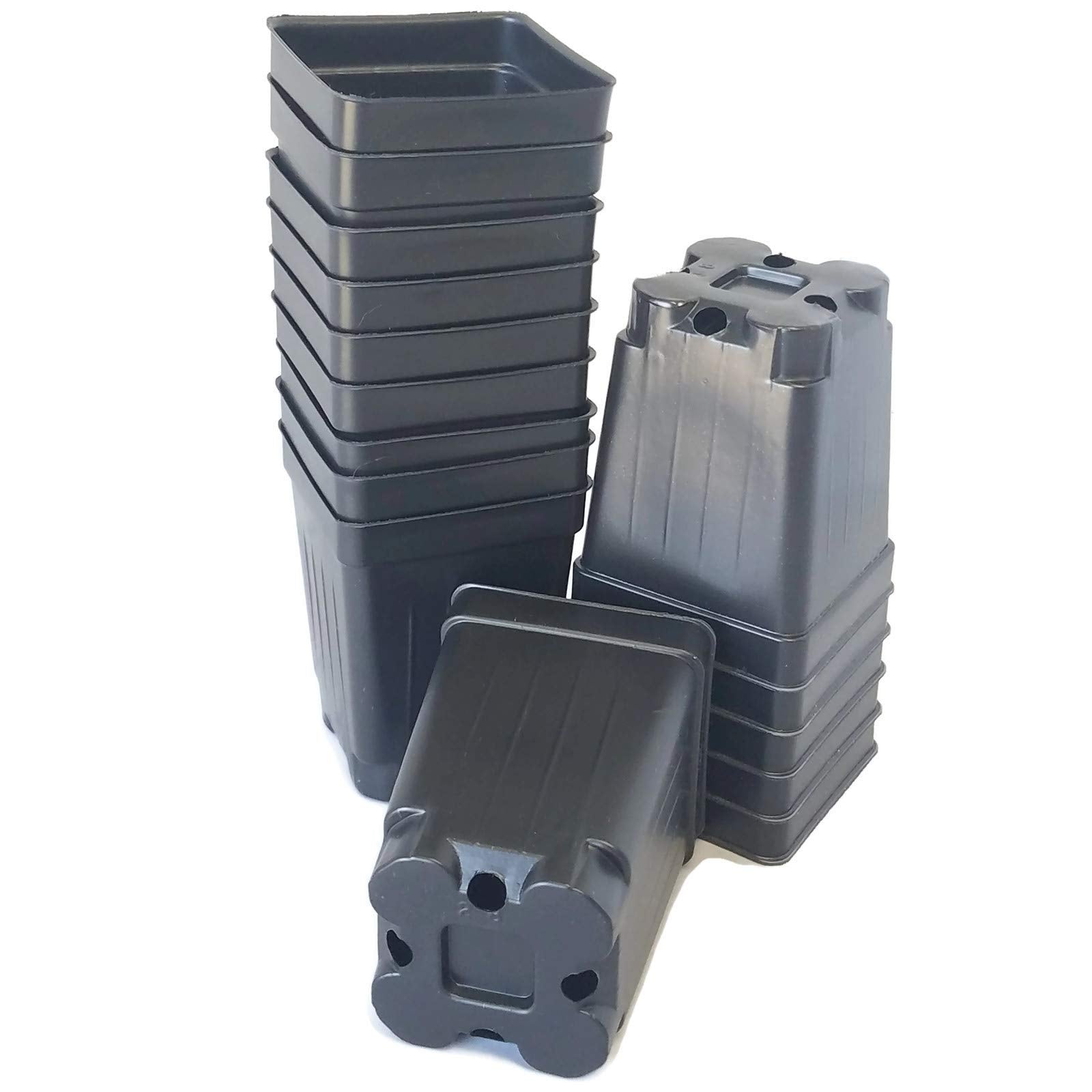 Landmark Plastics front view of stacked pots showing quantity and durable design benefit