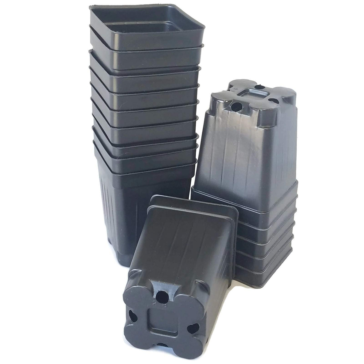 Landmark Plastics front view of stacked pots showing quantity and durable design benefit