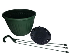 Landmark Plastics hanging basket on porch with flowers showing curb appeal