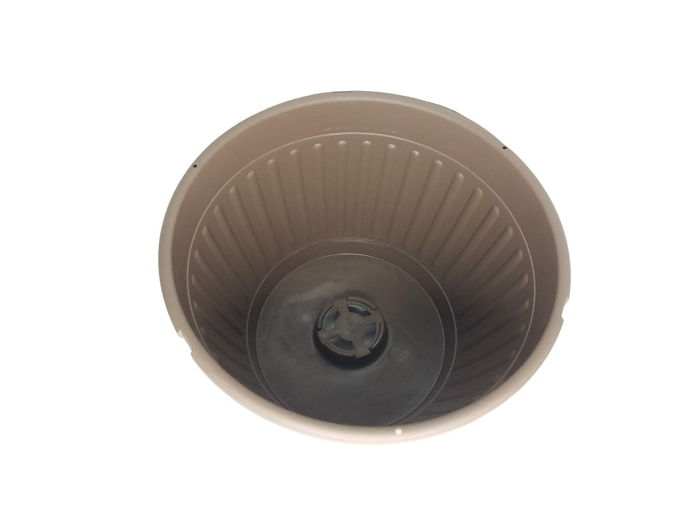 Landmark Plastics size comparison with hand showing 10-inch diameter and lightweight benefit