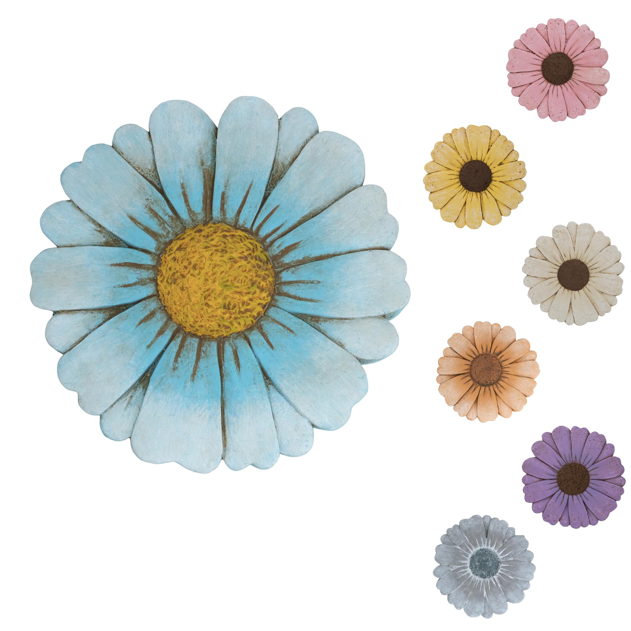 Landoraloria front view showing blue daisy and sturdy concrete benefit