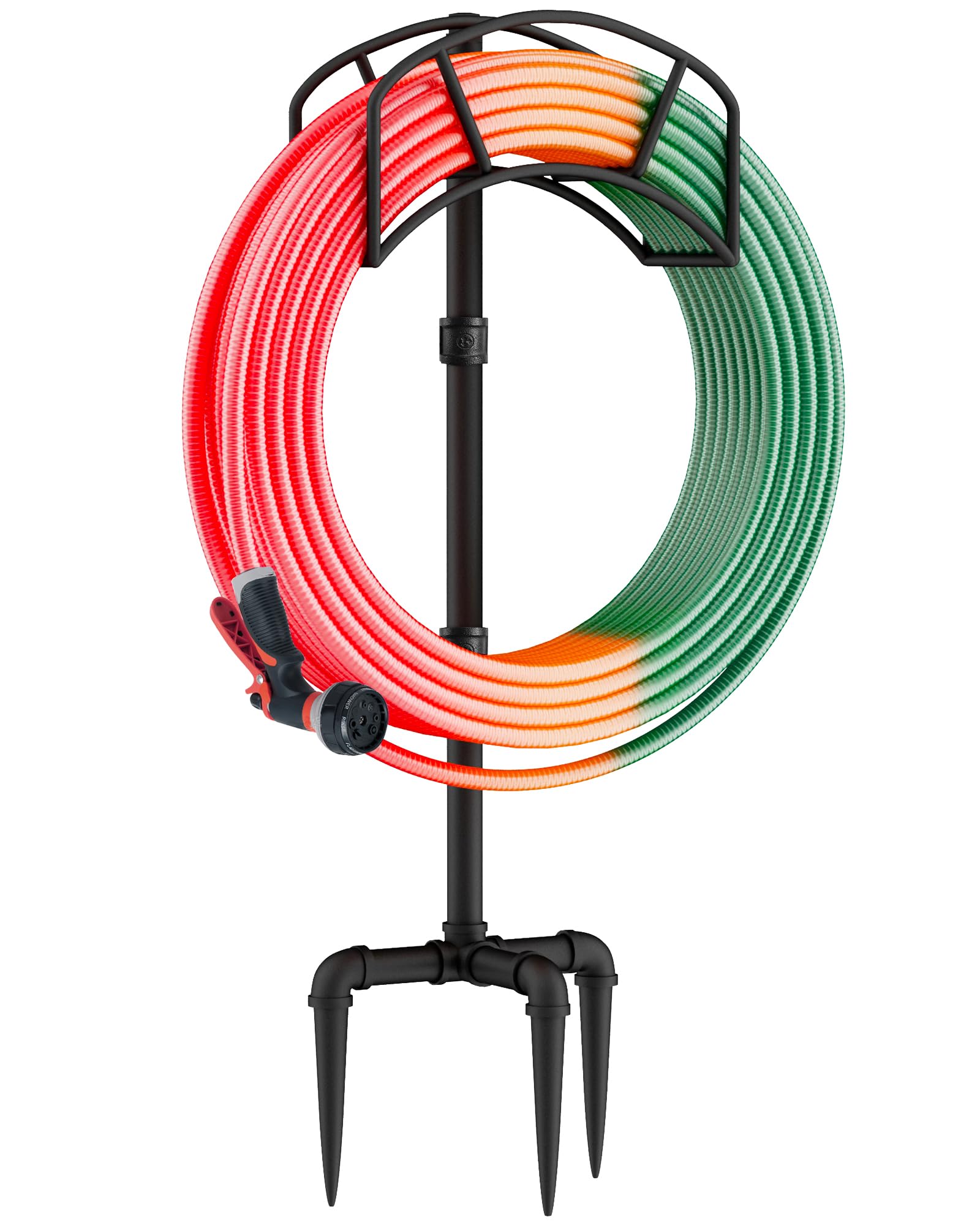LAND·VOI front view of freestanding hose holder showing stable base and sleek design