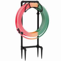 LAND·VOI front view of freestanding hose stand showing sturdy shape and organization benefit
