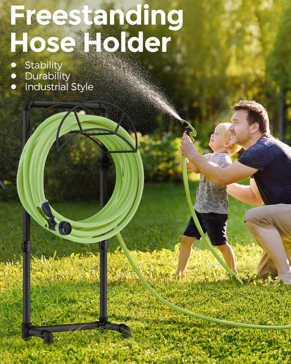LAND·VOI scale comparison with 160-ft hose illustrating space-saving organization benefit