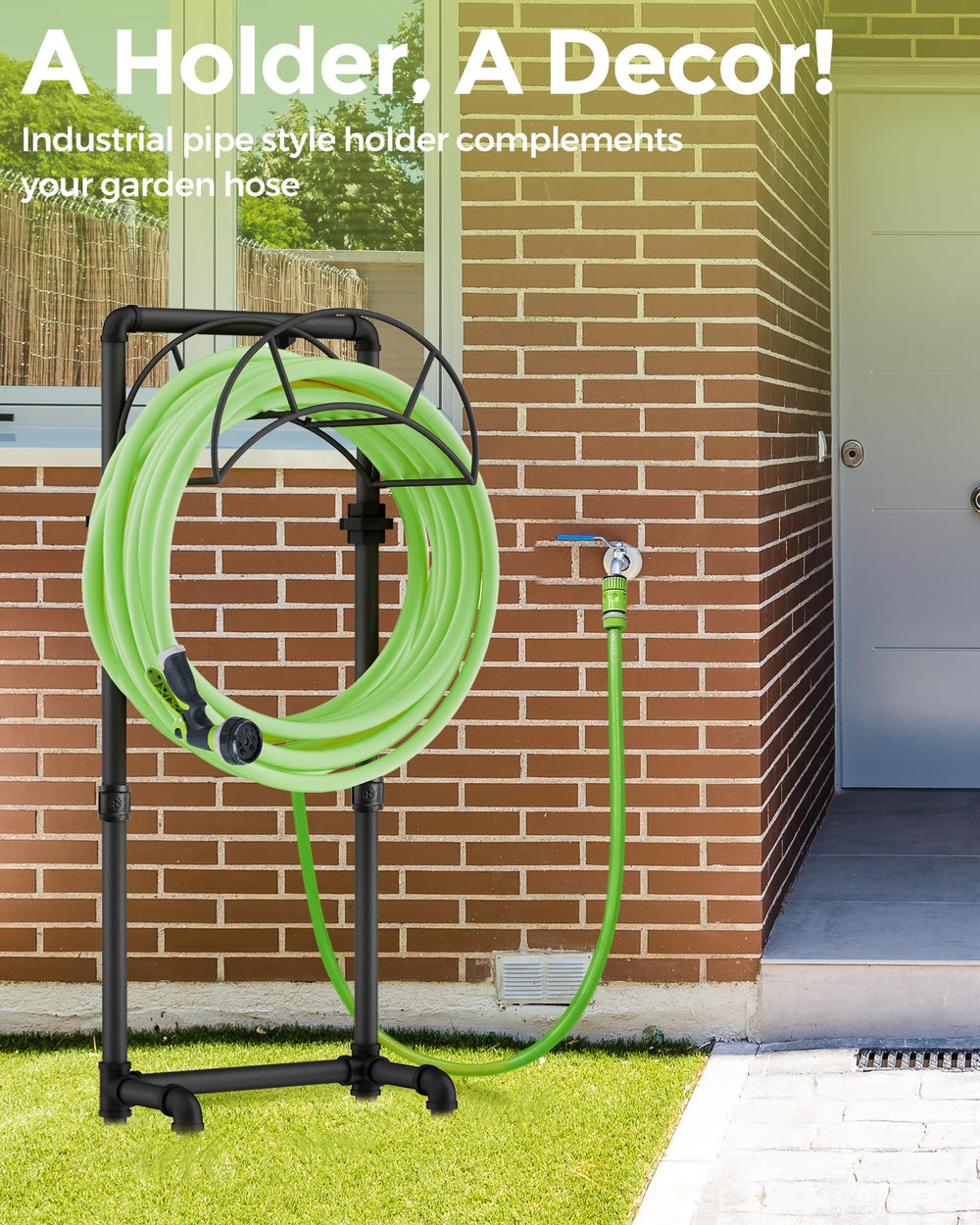 LAND·VOI top hanger and hose connection showing easy access and quick hookup benefit