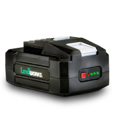 Landworks 48V 2Ah battery front view showing durable case and compact size