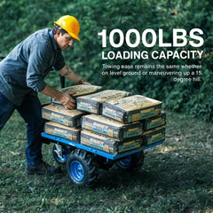Landworks cargo bed detail showing modular panels and dump mechanism, improves versatility