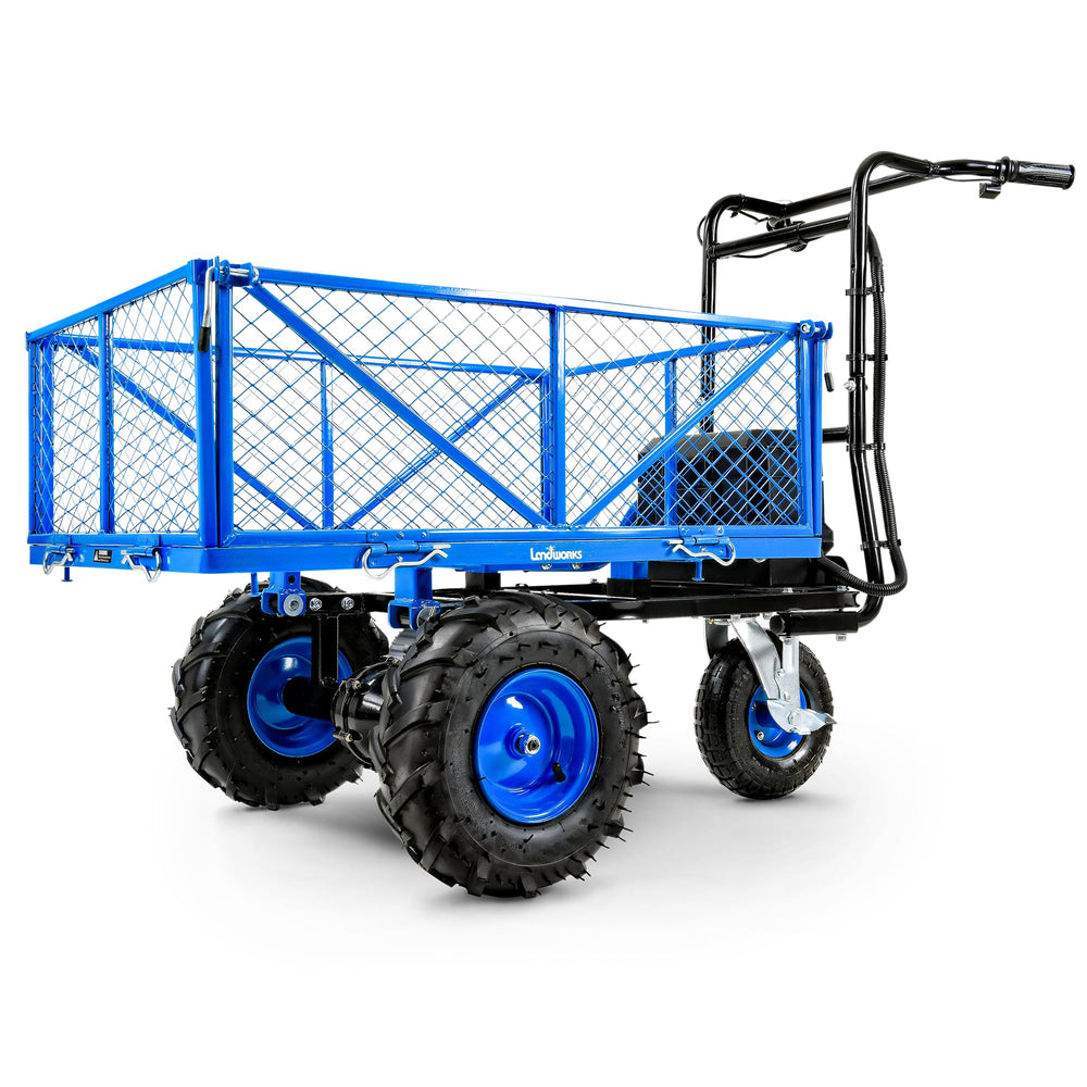 Landworks front view showing power wagon and controls, highlights easy operation
