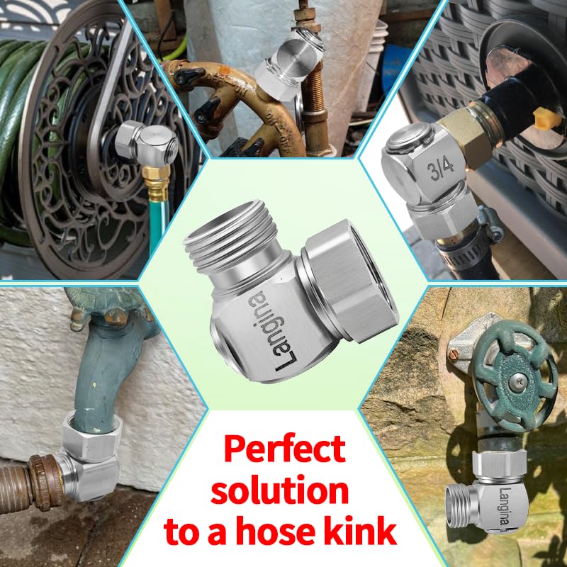 Langina installed on garden hose in yard demonstrating easier watering