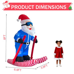 LANGXUN illuminated Santa at night with 7-color LEDs for eye-catching curb appeal