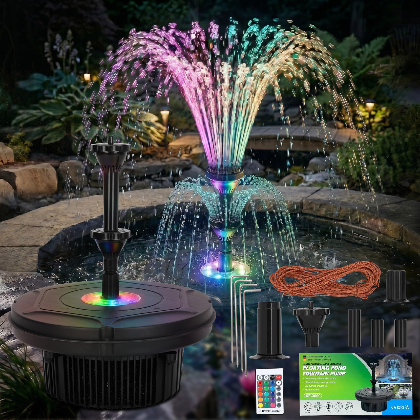 Lanmun front view floating fountain showing clean design and visual appeal