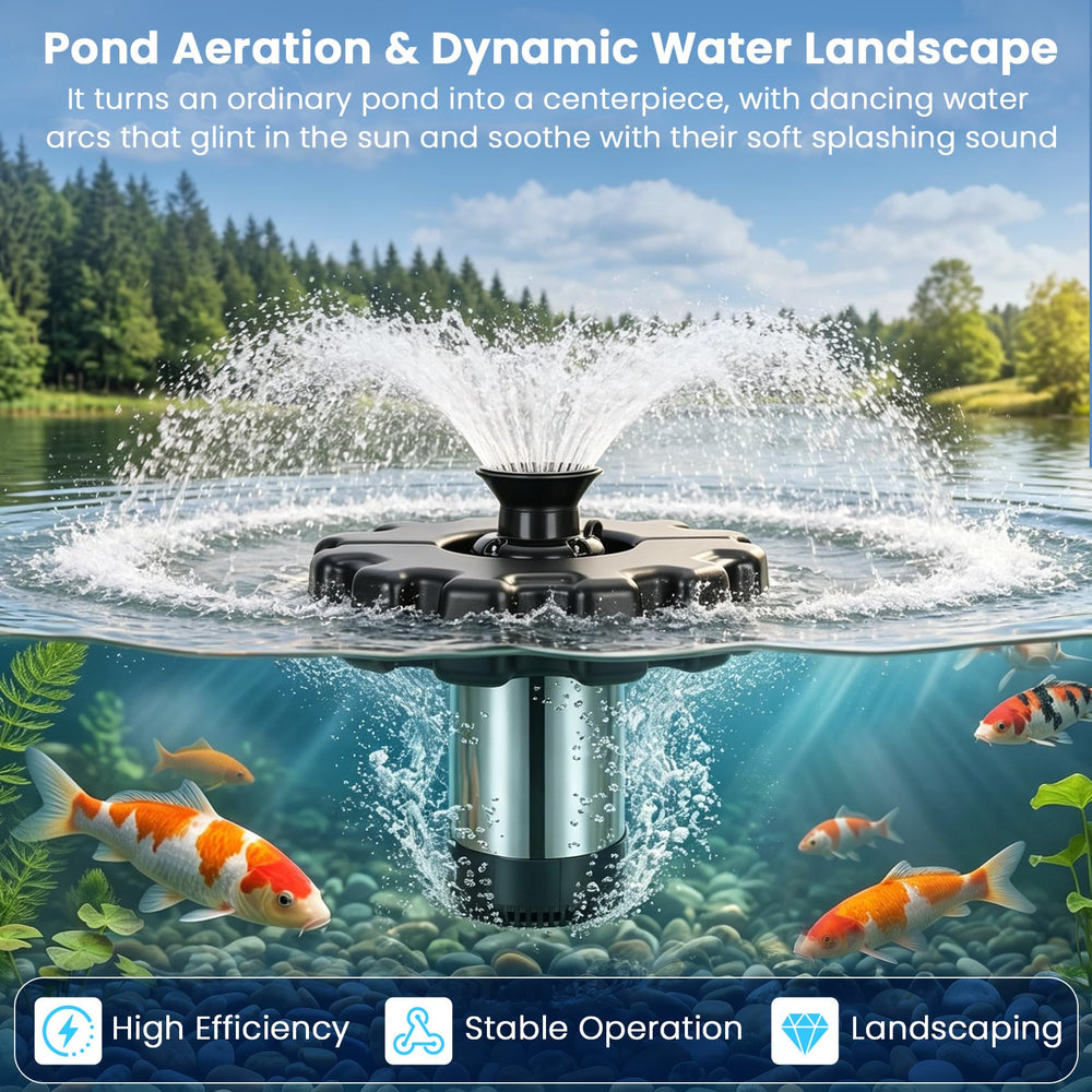 Lanmun parabolic nozzle in action showing tall arc for dramatic fountain effect
