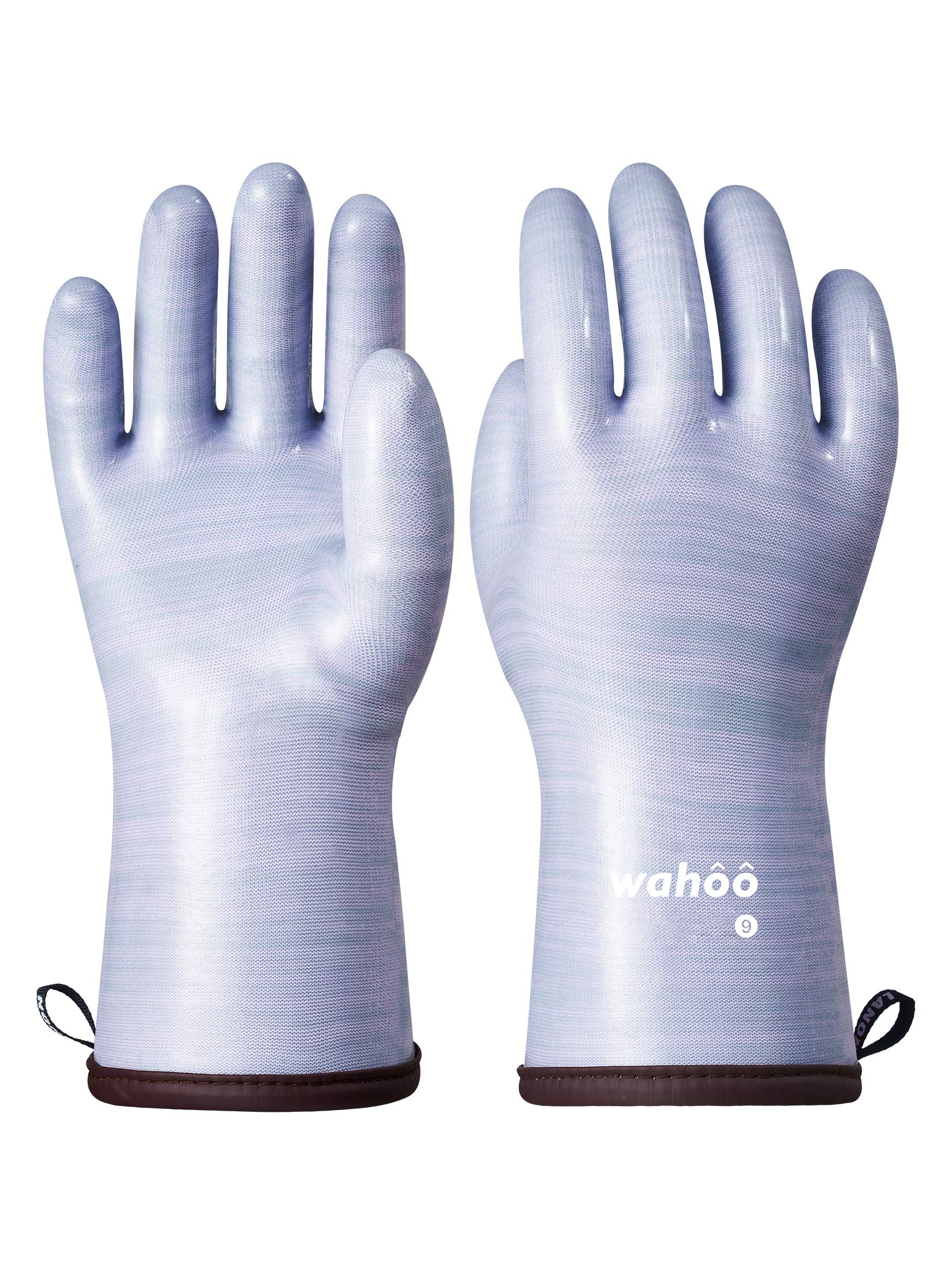 LANON Protection front view of purple Wahoo gloves shows packaging and fit benefits
