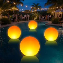 LanPool front view of floating flame globe showing warm glow and ambiance