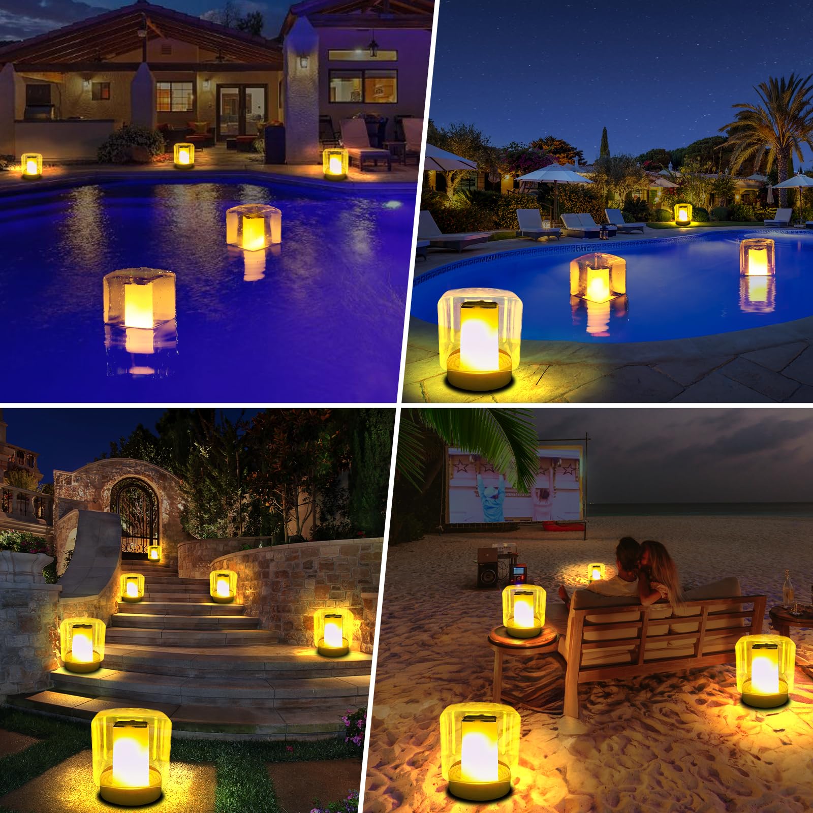 LanPool lights in backyard pool party setting enhancing outdoor atmosphere