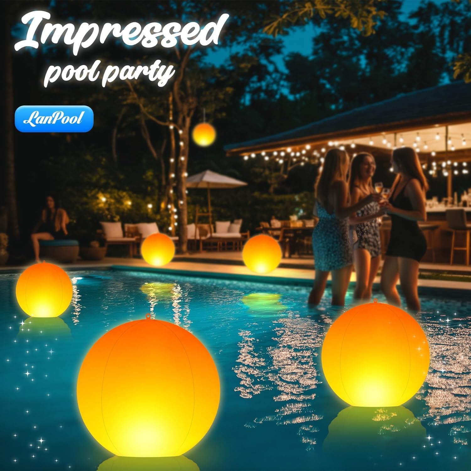 LanPool globe used as table decor at outdoor wedding adding charm