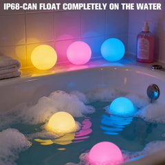 LanPool six orbs floating in a pool at night creating colorful atmosphere
