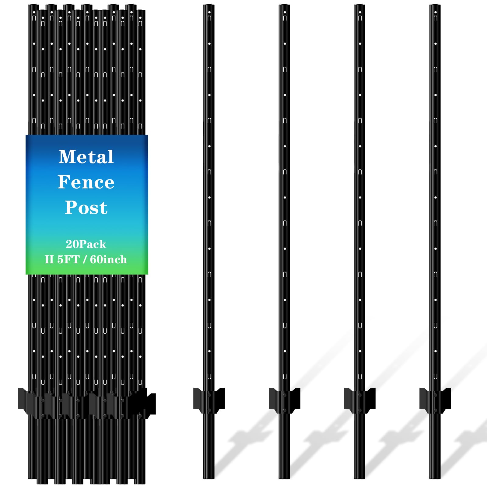 Lansybel front view of 20-pack U-posts showing sturdiness and quick setup benefit