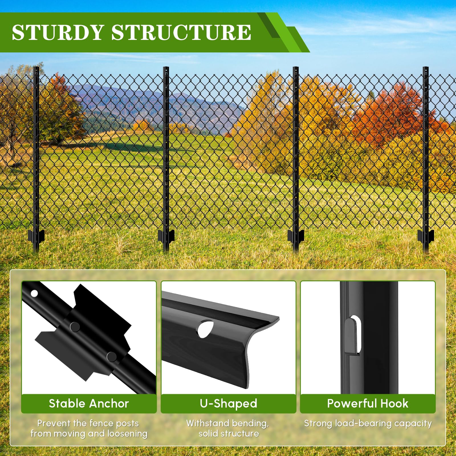 Lansybel post head and vertical slots showing flexible tie-point options benefit