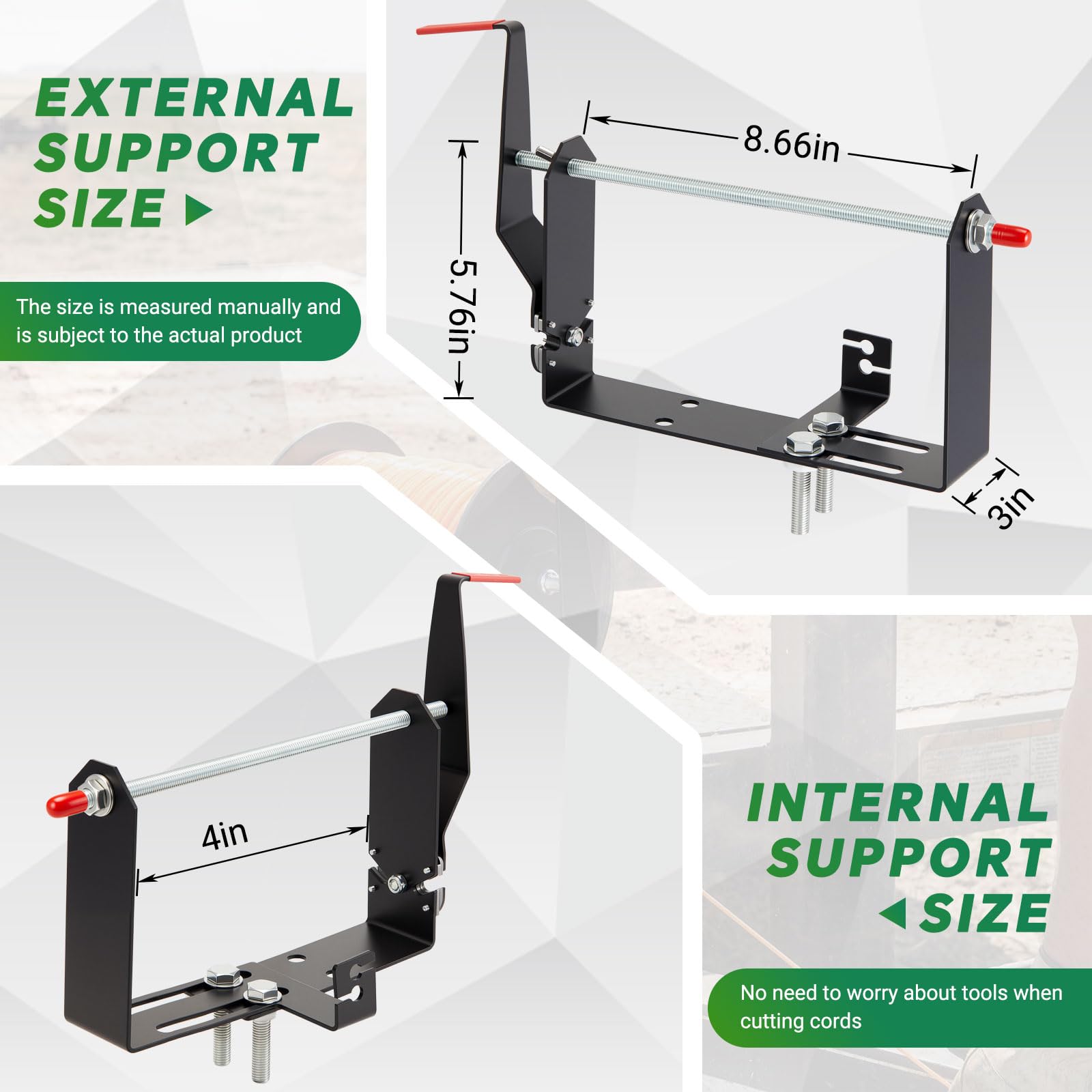 Lanties close-up of integrated cutters for quick clean trimmer-line cuts