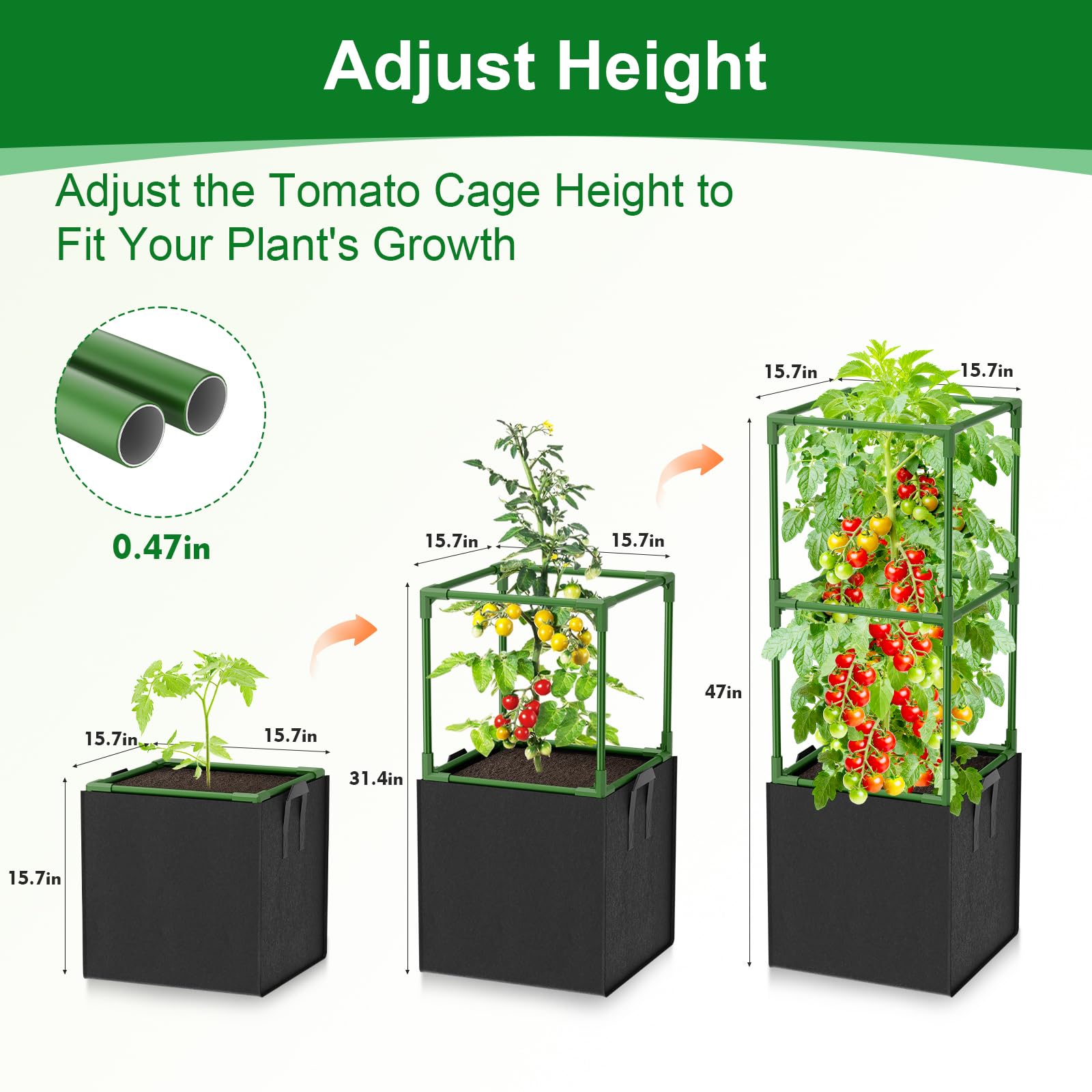 Laodier grow bag filled with soil demonstrating 17-gallon capacity