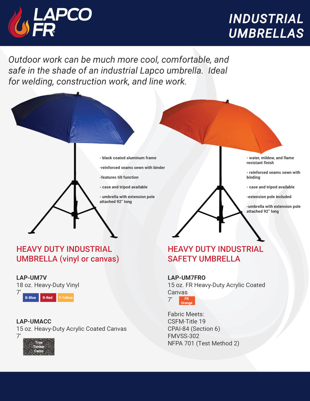 Lapco FR close-up of powder-coated aluminum frame and Nomex-stitched seam showing durability