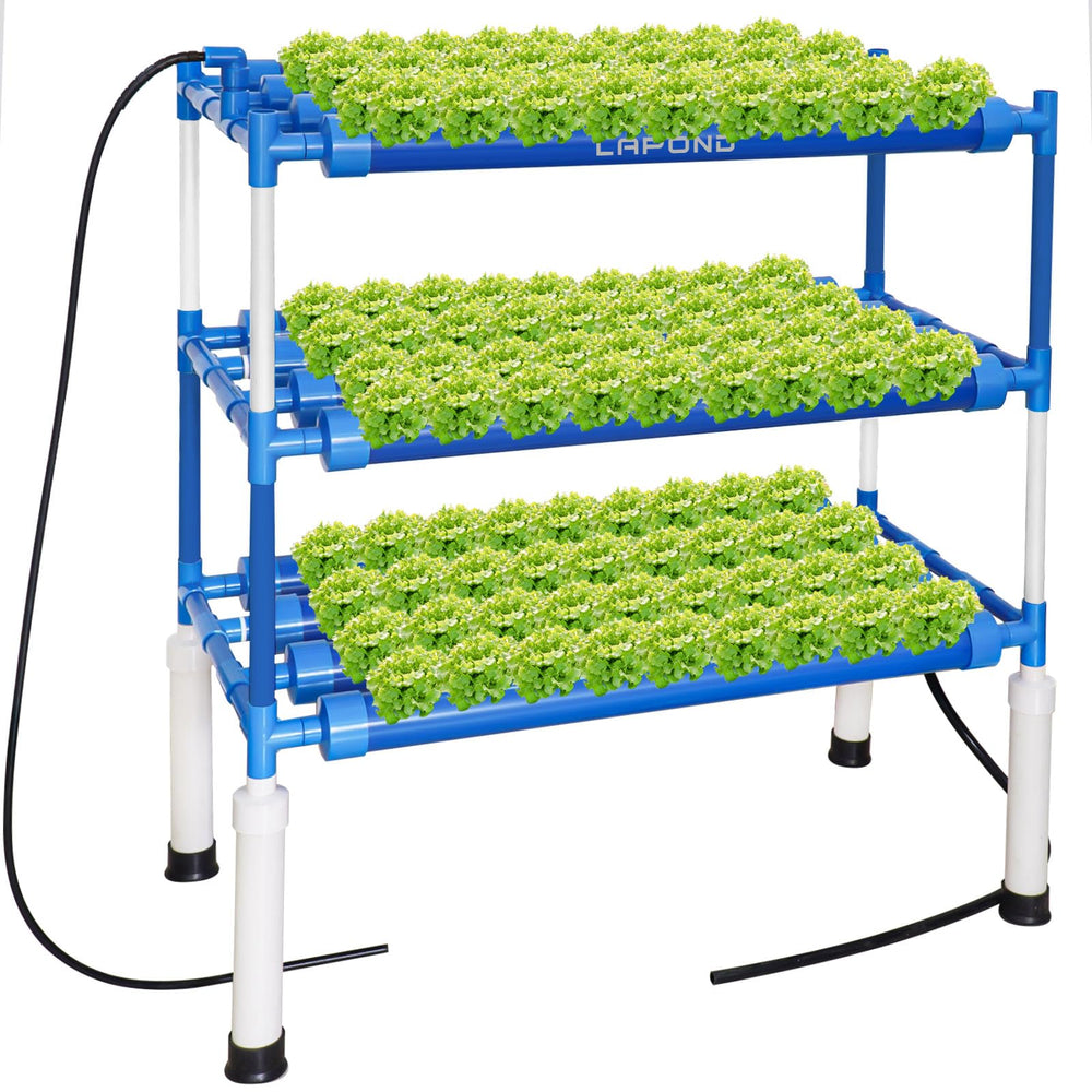 LAPOND assembled kit front view showing full 3-tier structure and 108 planting sites for efficient growth