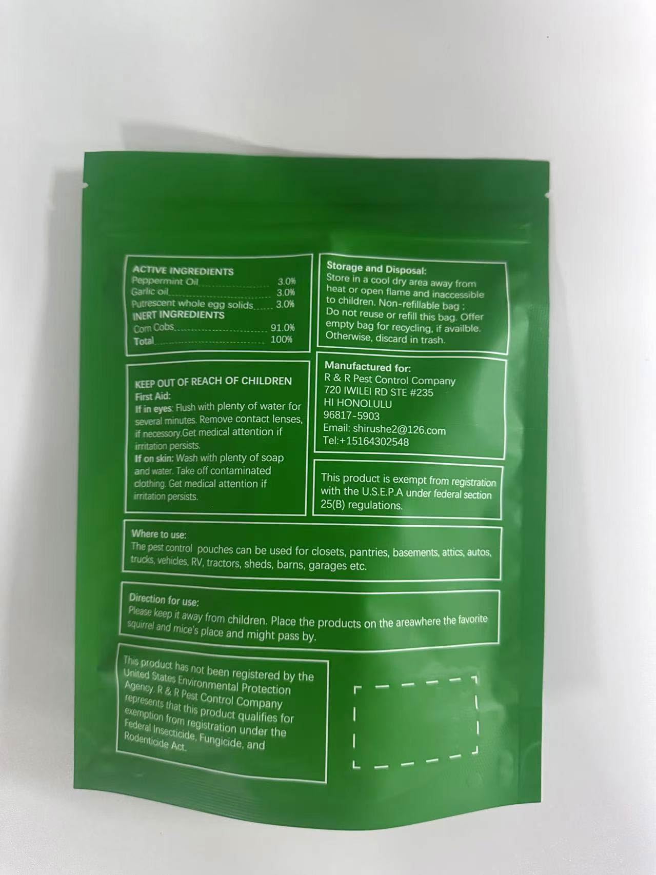 LAQDECDV pouch placed on pantry shelf protecting food storage from pests