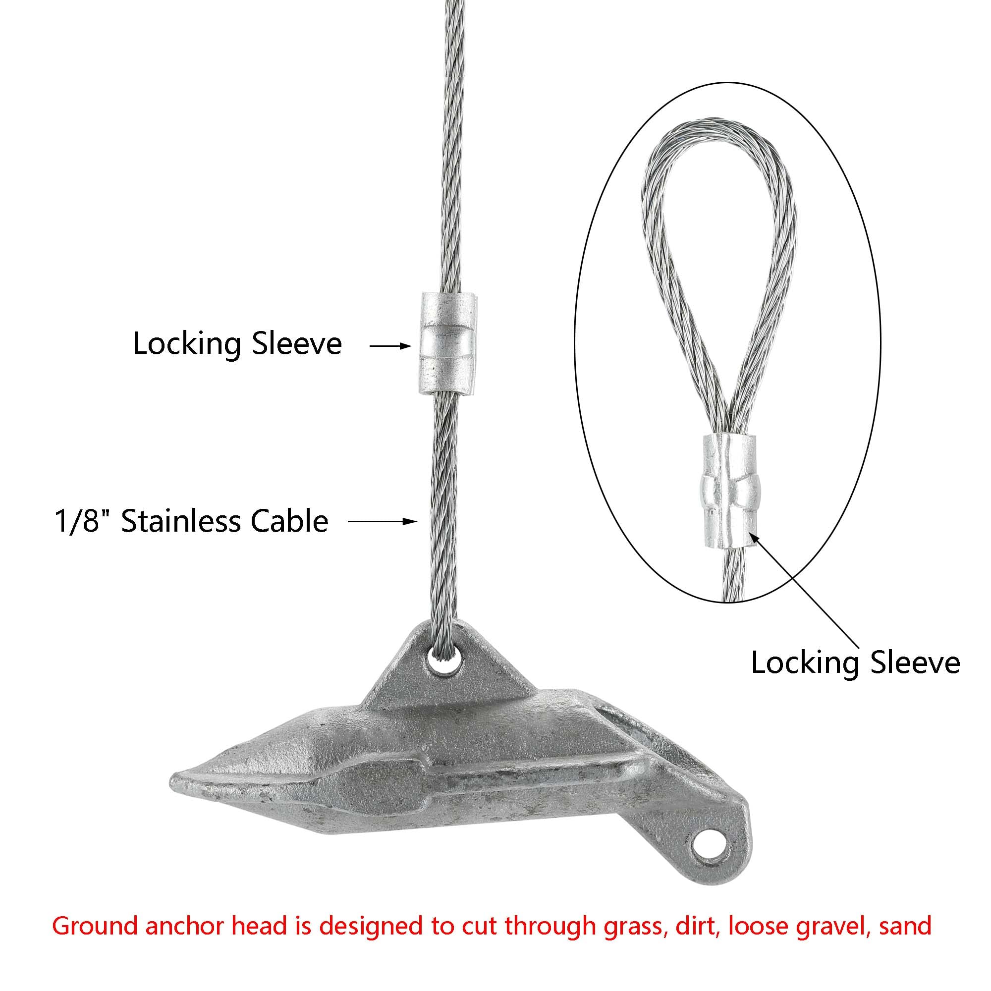 LARNORJE stainless steel cable detail highlighting 30-inch length and reliable hold