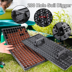 LARNORJE soil dibber punching all 200 holes quickly to save time when sowing