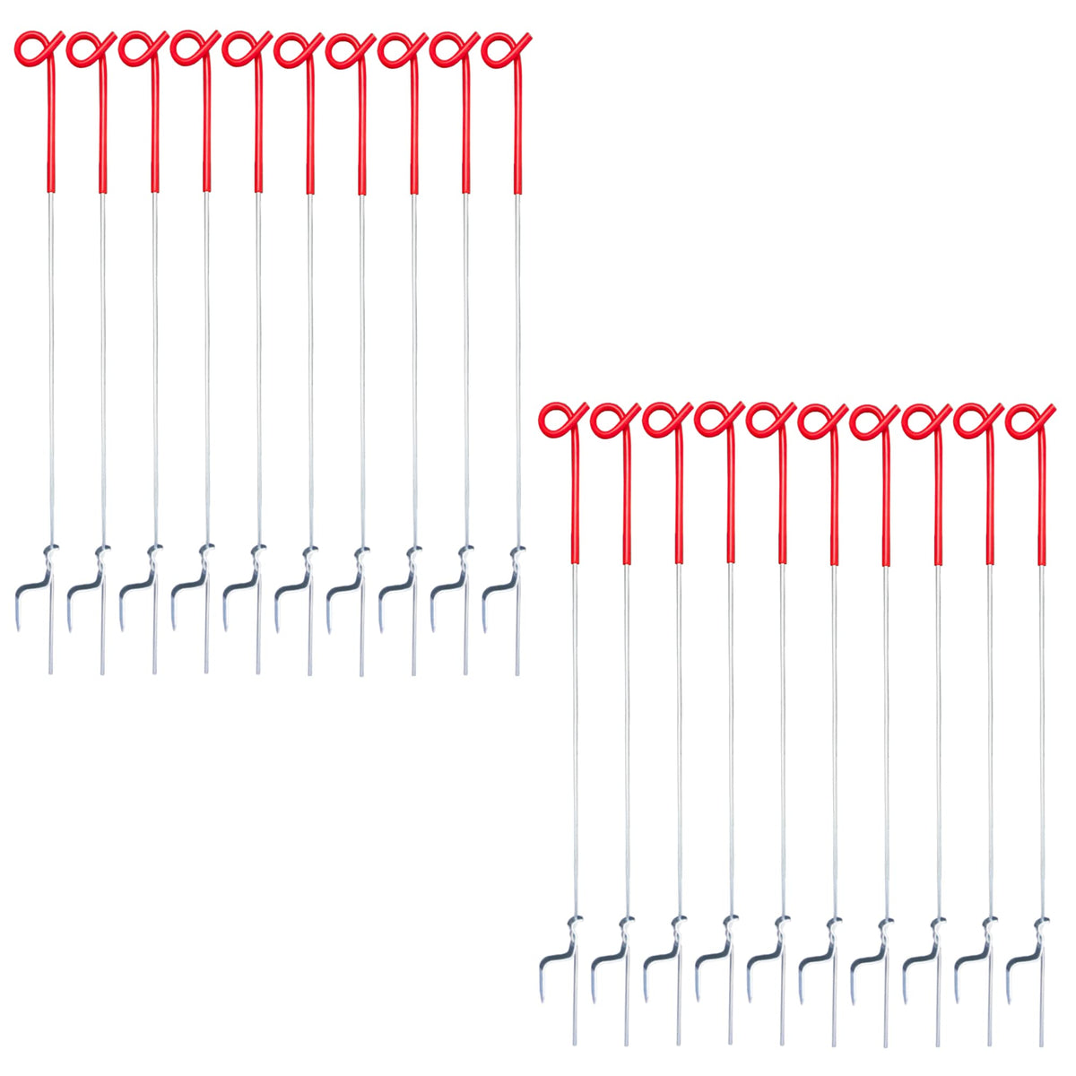 LARNORJE 20-pack front view showing red step-in posts and packaging benefits visibility