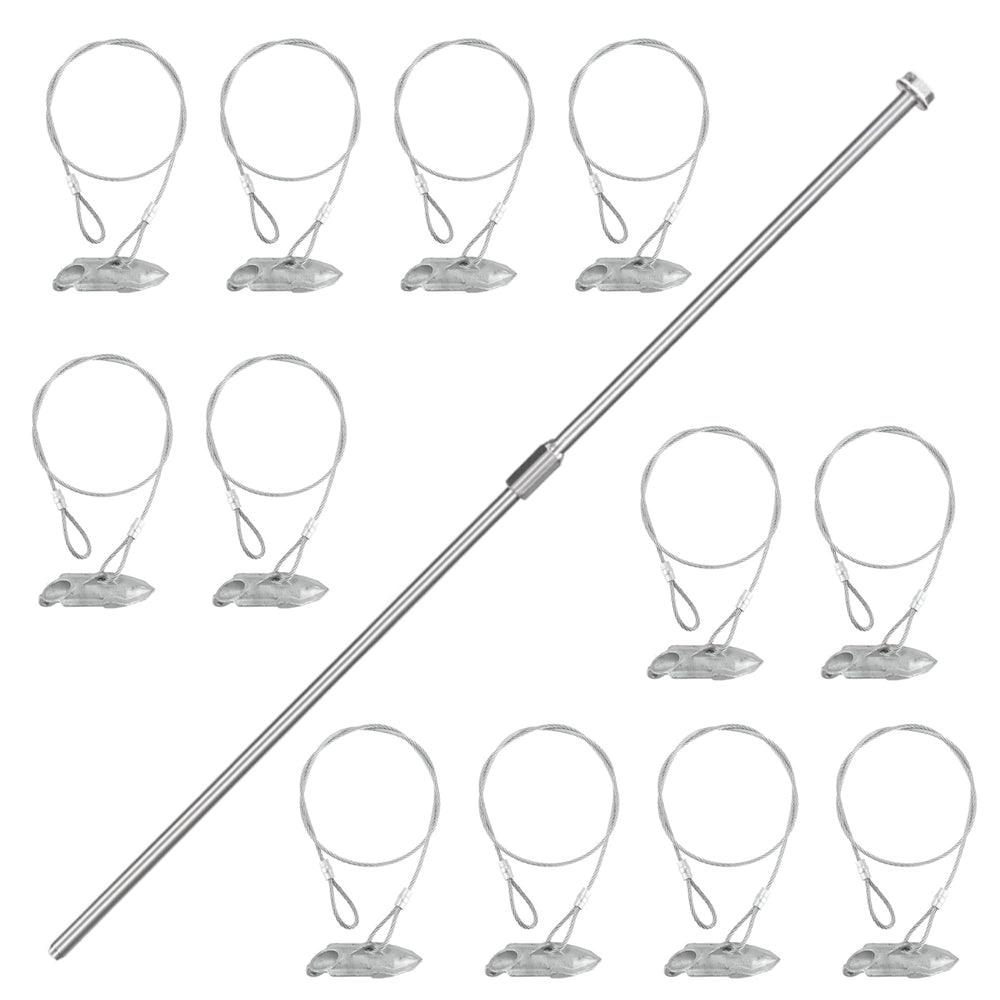 LARNORJE front packaging showing 12 earth anchors and drive rod for quick securing