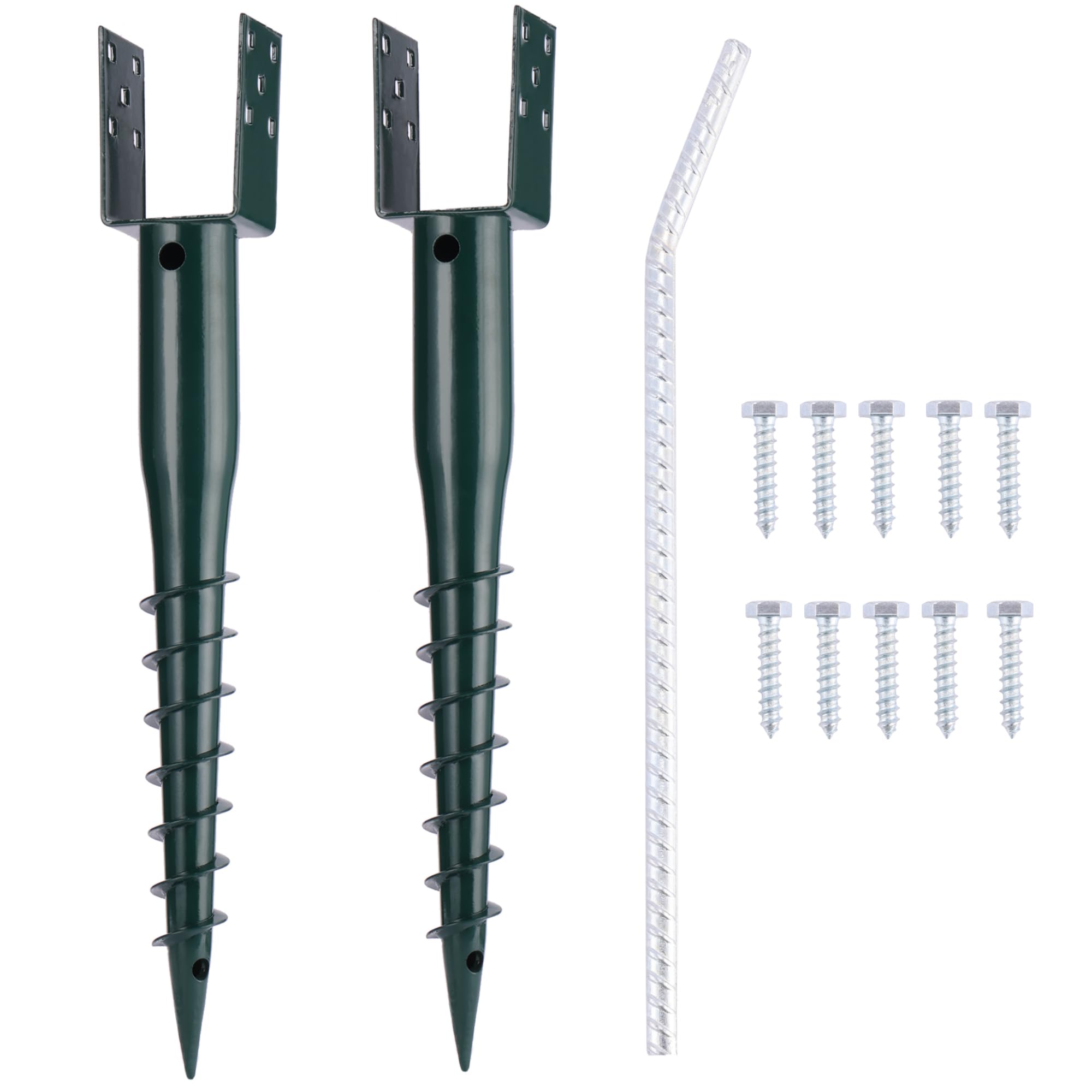 LARNORJE front view of two 27-inch powder-coated anchors, durable outdoor foundation