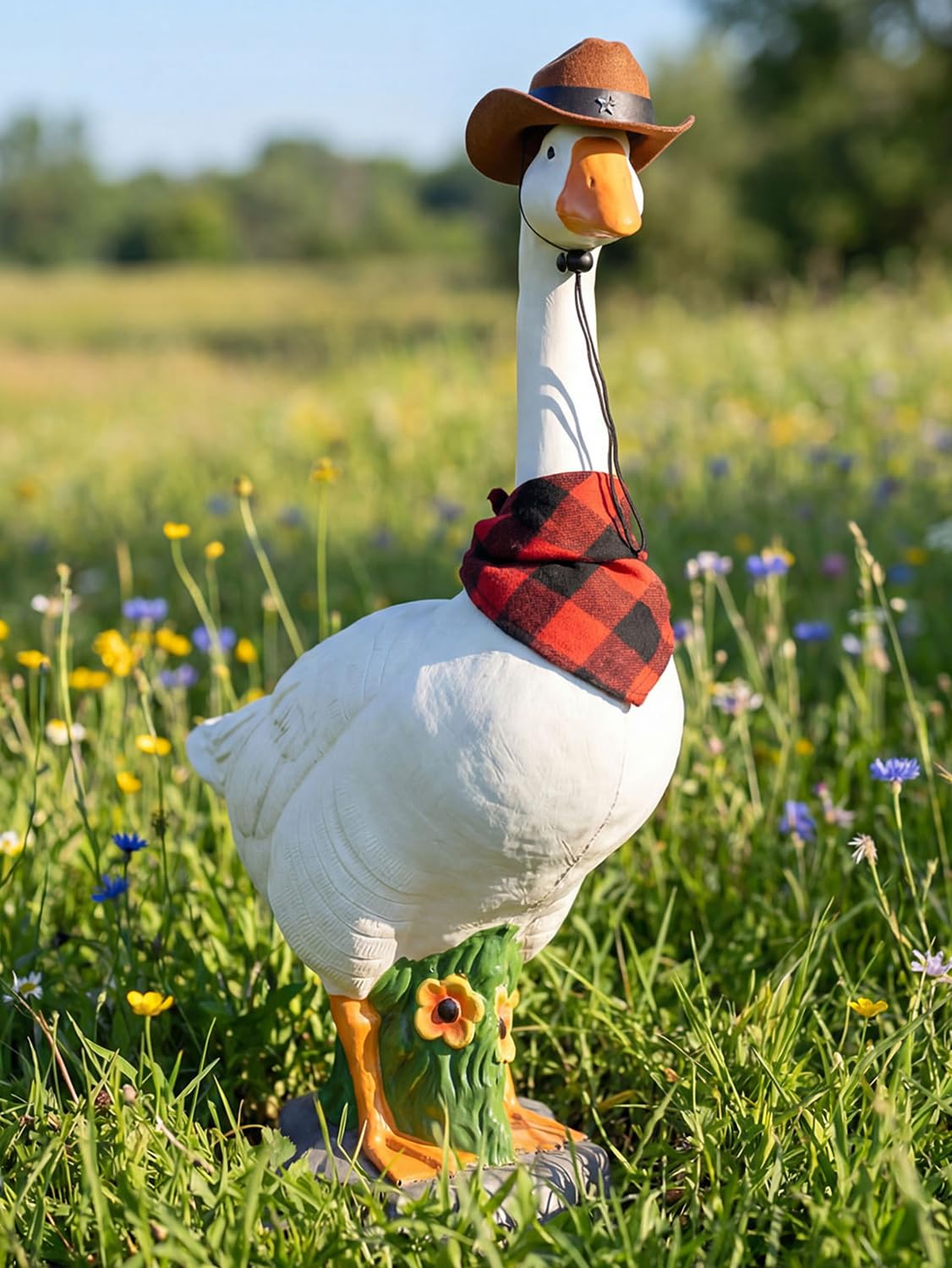 LarpGears front view of goose statue showing realistic posture and curb appeal