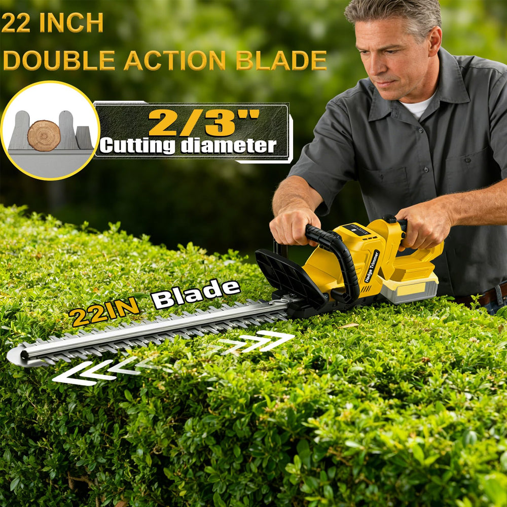 LARYICTU close-up of double-action 22 inch blade for smoother, cleaner cuts