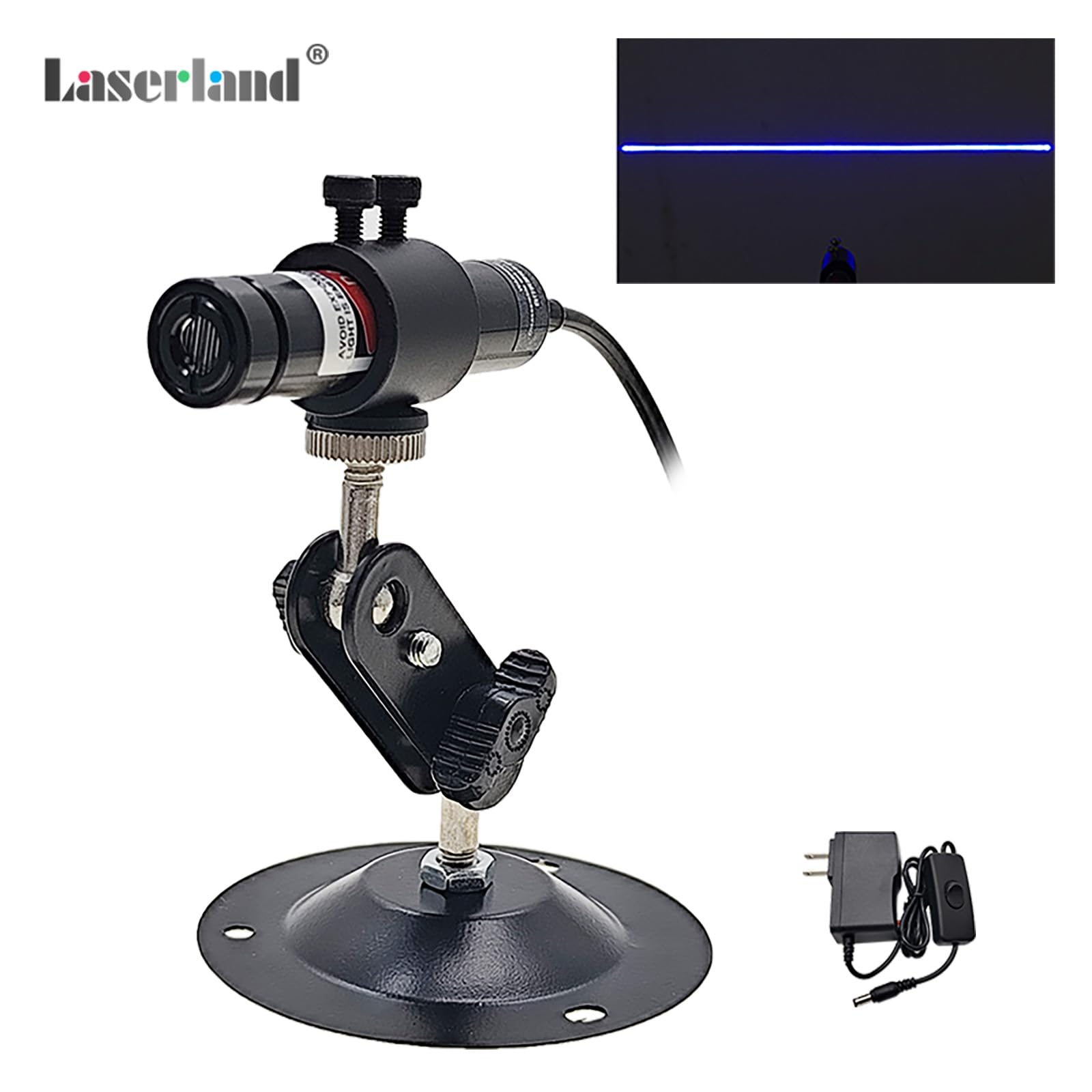 Laserlands projector angled to show adjustable placement and effect benefit