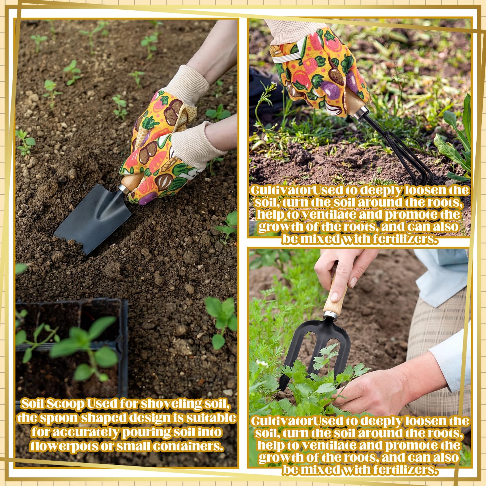 Lasnten butterfly stakes and plant tags close-up showing tidy labeling and plant support