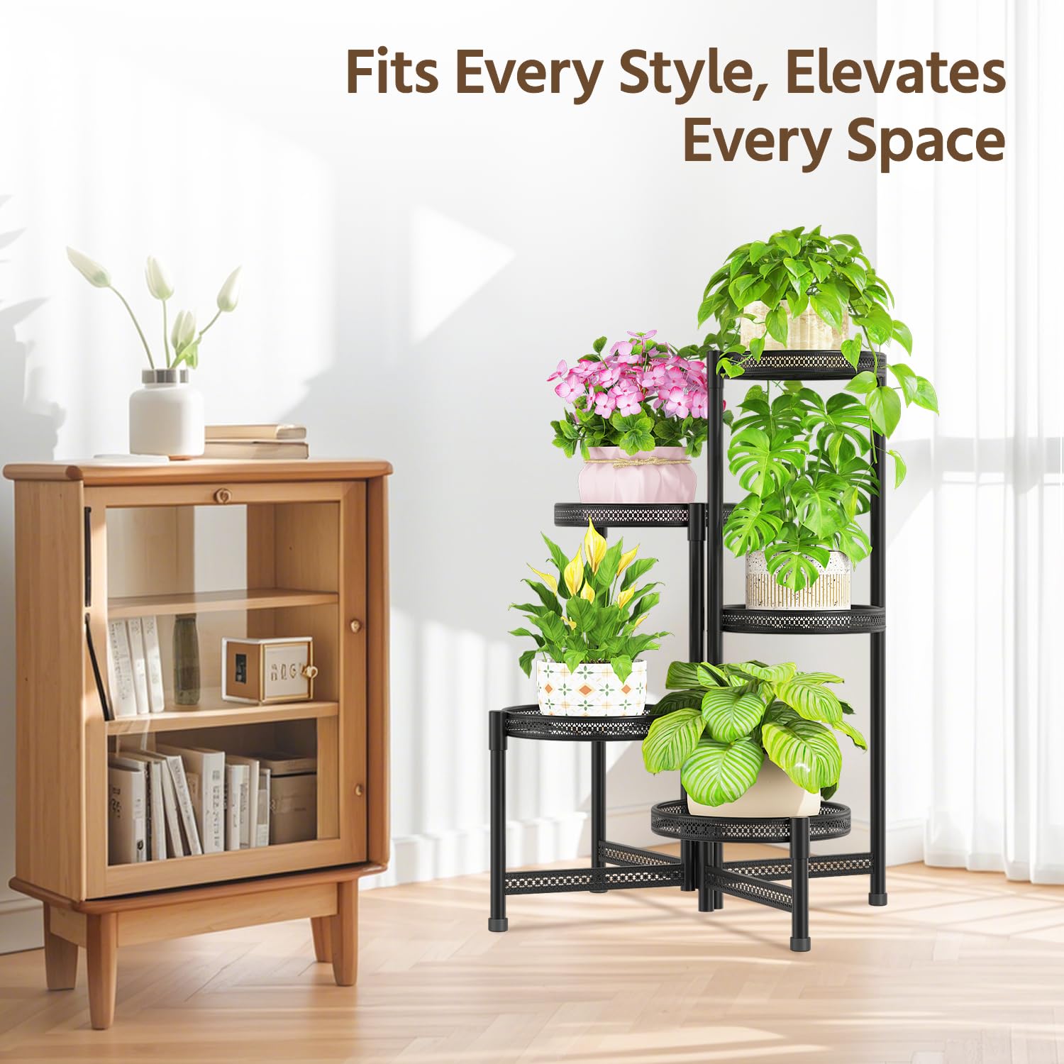 LASZOLA balcony display in use creating organized outdoor greenery and charm
