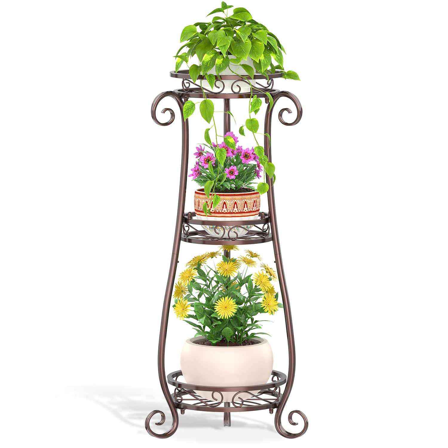 LASZOLA bronze front view showing three-tier vertical plant display and tidy organization