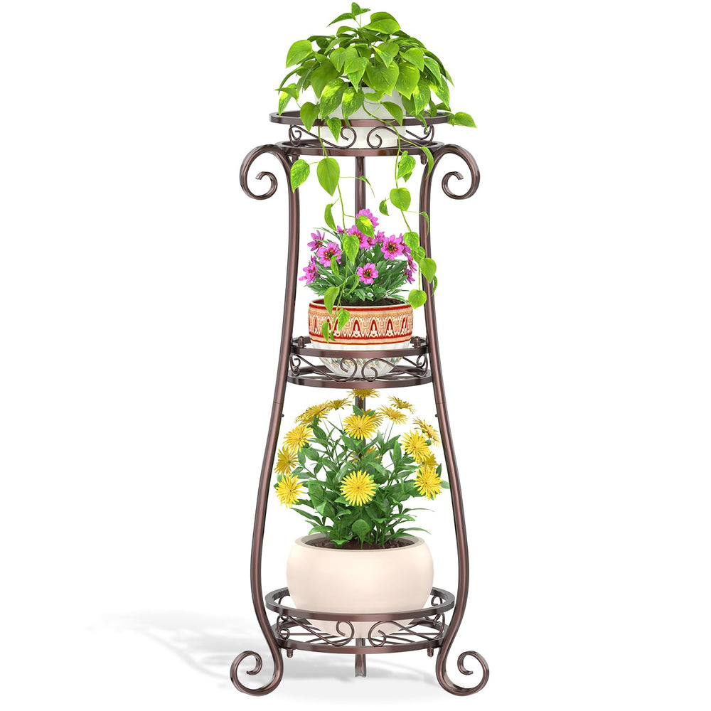 LASZOLA bronze front view showing three-tier vertical plant display and tidy organization
