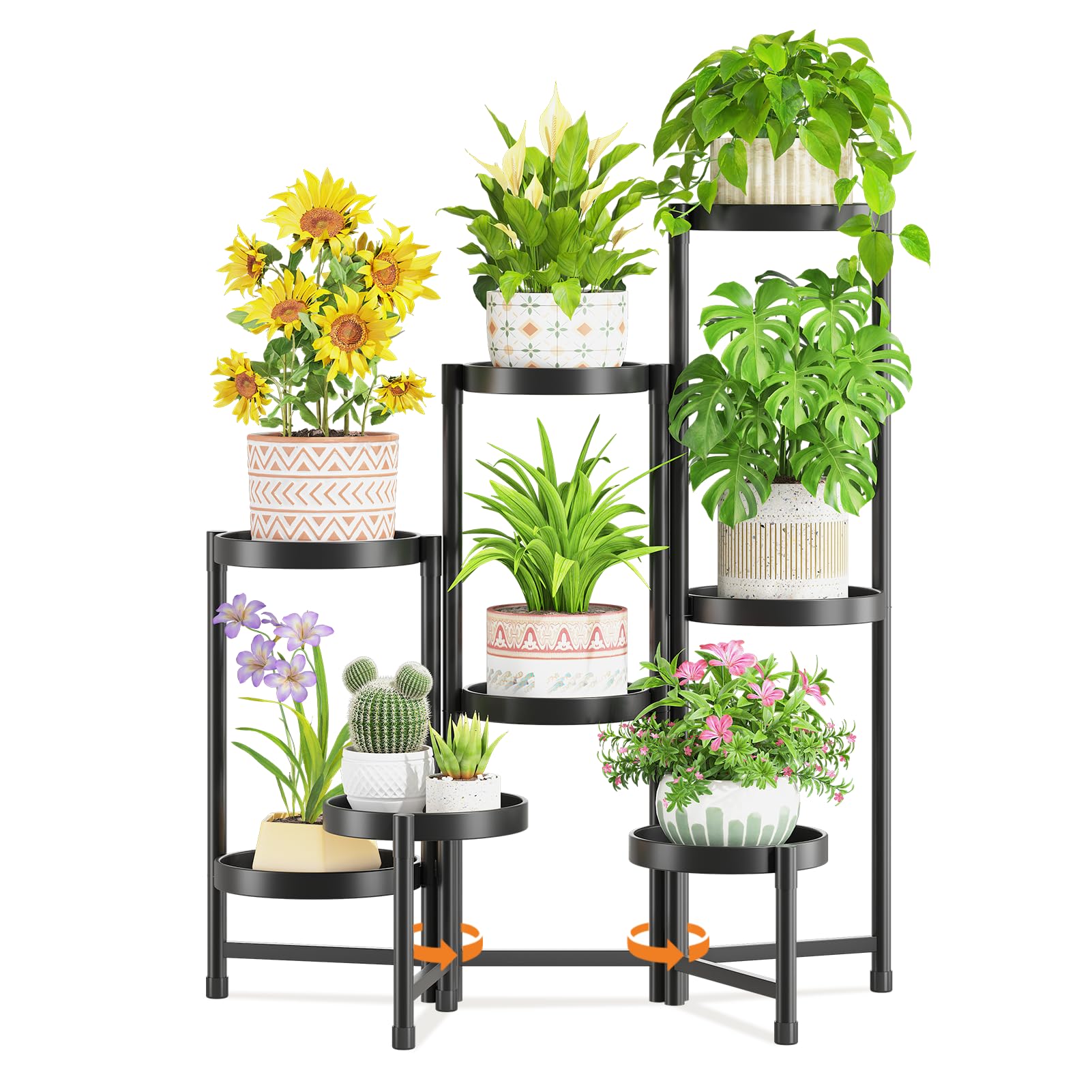 LASZOLA front view of 8-tier plant stand showing compact vertical display and style