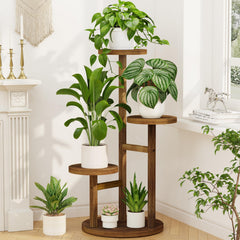 LASZOLA front view of 3-tier plant stand showing compact corner display and stability