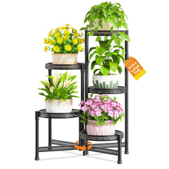 LASZOLA front view of tall plant stand showing stable tiered display and style