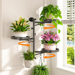 LASZOLA front view of black wall-mounted plant shelves showing organized display and stability