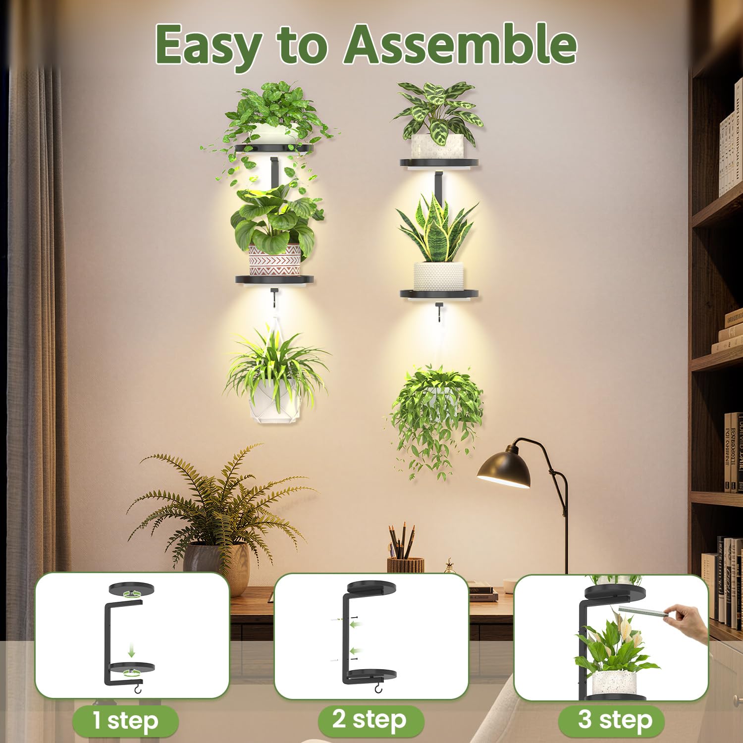 LASZOLA hanging hook with hanging planter showing layered plant arrangement