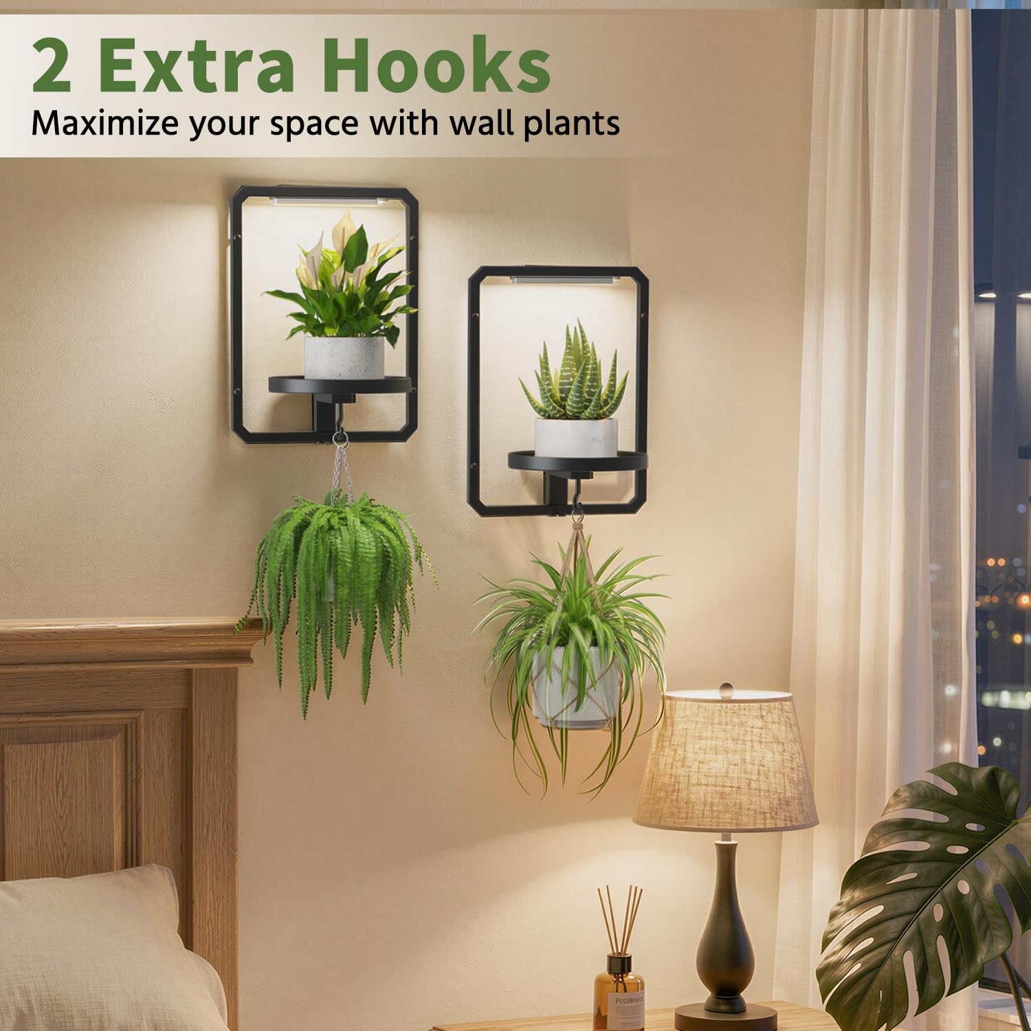LASZOLA hooks holding a hanging pot to expand planting options