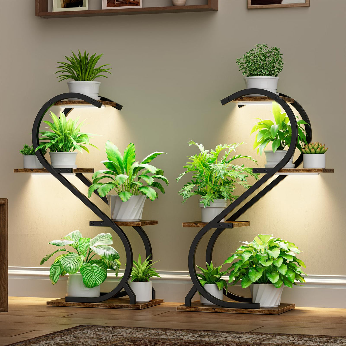 LATIBELL front view of two assembled stands showing neat plant display benefit