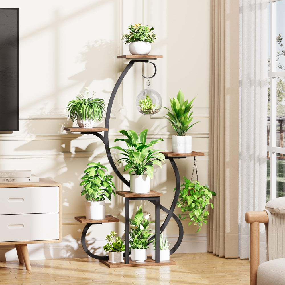 LATIBELL stand styled in living room showing decorative multi-plant display benefit