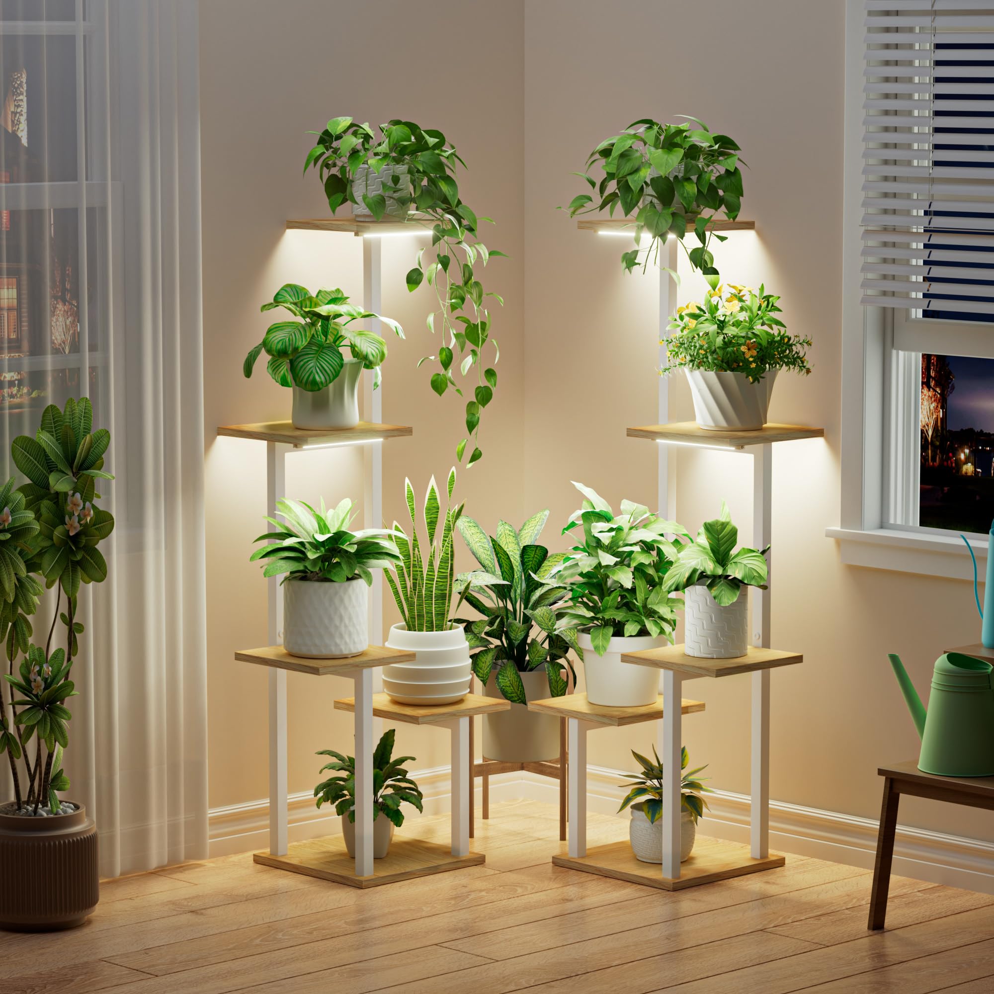LATIBELL stand next to sofa demonstrating 39-inch height and compact footprint