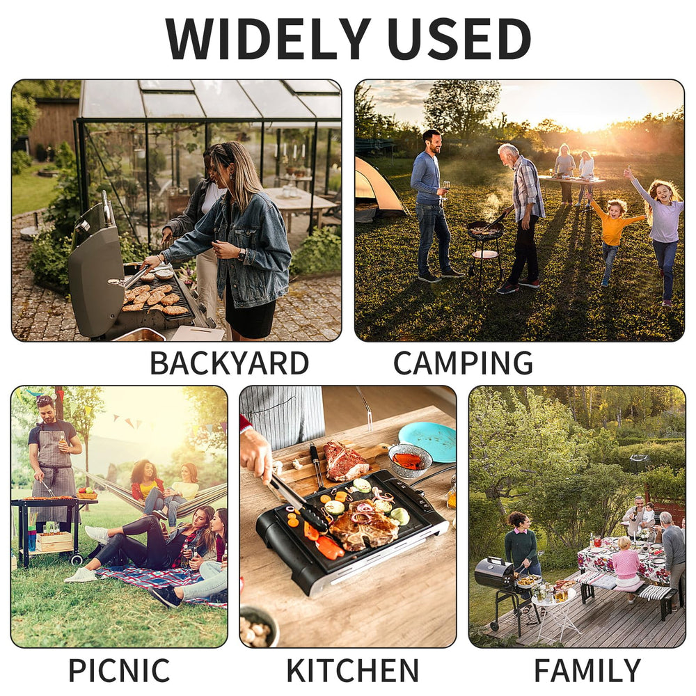 Latiret lifestyle backyard grill with kit in use demonstrating faster cooking